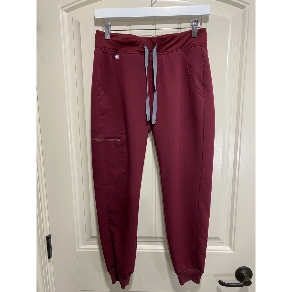 Figs Pants Women's XS/Petite Burgandy Zamora Jogger Scrub Bottom Medical Nurse